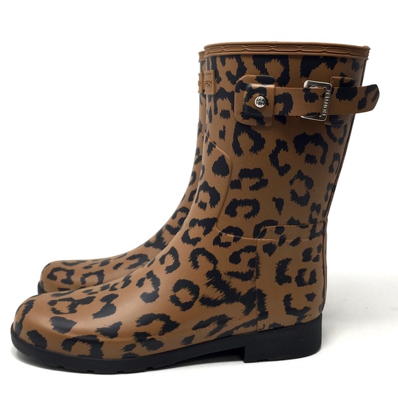 HUNTER Original Leopard Print Refined Short Rain Boot - Picture 8 of 12